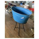 Oval Metal Pail on Stand