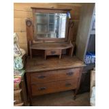 Vintage Oak Dressing Table w/Mirror