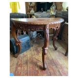 Vintage Half-Moon Console Table Ornate Carvings
