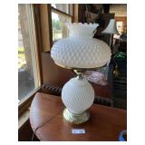 Vintage Hobnail Milk Glass Hurricane Lamp