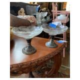 (2) Sterling Glass Compote Bowls