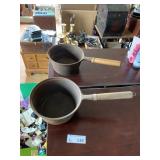(2) Cast Iron Pots w/Wood Handles