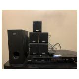 RCA DVD Player, Speakers, & Sanyo DVD/VHS Player