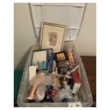 Plastic Storage Tote & Contents