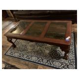 Wood Glass Ball Claw Feet Coffee Table