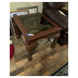 Wood Glass Ball Claw Feet Side Table