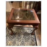 Wood Glass Ball Claw Feet Side Table