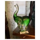 Glass Crystal? Green Clear Glass Elephant Decor