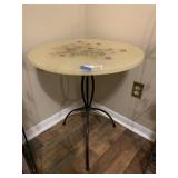 French MCM Wrought Iron Side Table w/Faux Marble