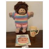 Vintage Cabbage Patch Kids Doll, Book, Cup