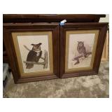 (2) Wall Decor Pictures Owls