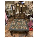 Antique Shield-Back Needlepoint Chair