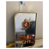 Vintage Stroh Light Beer Lighted Mirror Bar Sign