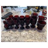 (14)pcs AVON Ruby Red Dishes