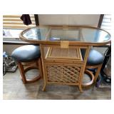 Vintage Bamboo & Rattan Table & Stools