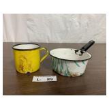 Vintage Enamel Saucepan & Mug