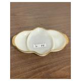 Vintage Fire-King Milk Glass Gold Trim Dish