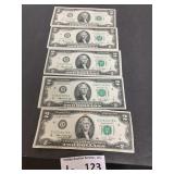 (5) 1976 $2 Bills