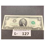 1976 $2 Bill Error MIsCut Loe Serial Number