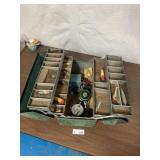 Vintage Fishing Tackle Box, Lures, Reels