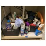 Cleaning Chemicals Supplies Under  Hallway Sink