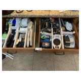 Kitchen Utensils, etc in 2 Drawers