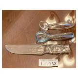Vintage Dur-X Glass Fruit Cake Knife & Glass Spoon