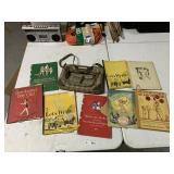 Vintage Plaid Satchel Bag & School Books 1940s