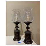 Pair J.I.J. Designs Bronze Hurrican Lamps