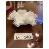 Fenton Silver Crest White Milk Glass Candy Dish