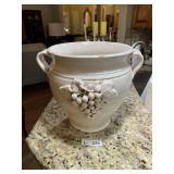 Italian White Glaze Terracotta Grapevine Urn Vase