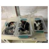 Phone, Tablet Chargers in 3 Small Totes