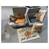 (2) Plastic Storage Totes - Fall Decor