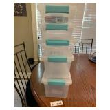 (5) Small Plastic Storage Totes