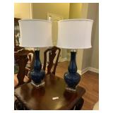 Pair Blue Table Lamps