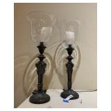 Pair Metal Roman Style Candlestick Holders