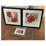 (3) Floral Wall Art Decor