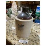 Small Western Stoneware Crock Jug Blue Maple Leaf