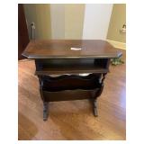 Antique Wooden Side Table w/Magazine Rack