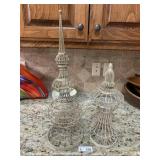 (2) Distressed White French Wirework Finial Set