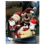 Plastic Storage Tote w/ Christmas Plush Decor