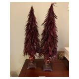 Pair Tabletop Feather Christmas Trees