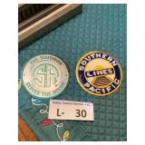 (2) Small Metal Southern Railriad Signs