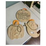 (3) New Wood Halloween Decor