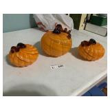 (3) Glass Pumpkin Decor