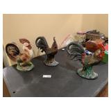 (3) Rooster Chicken Decor Figures