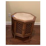 Wood Octagon Side Table w/Stone Top