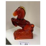 Vintage L.E. Smith Amberina Glass Rearing Horse