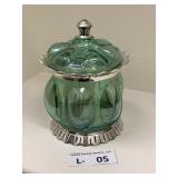 Vintage Green Glass Apothecary Jar