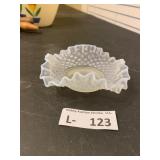Vintage Fenton Hobnail Opalescent Ruffled Dish